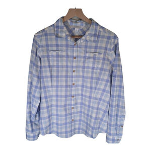 Guide Series Womens Longsleeve Button up‎ Shirt Blue & White Plaid Size Medium